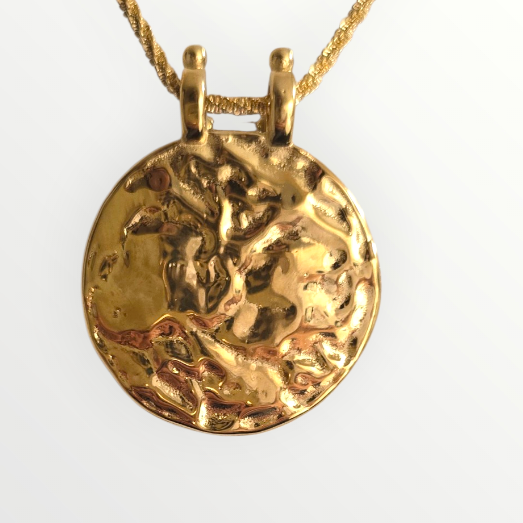 Reversible Gold Medallion Necklace – Stainless Steel Gold Plated Pendant