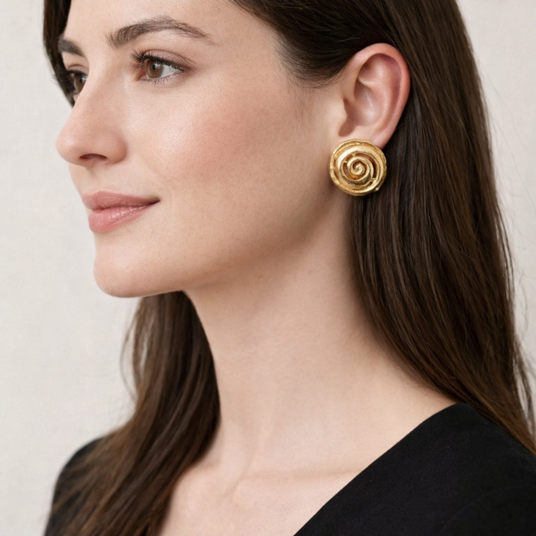 Vintage Spiral Gold Clip-On Earrings