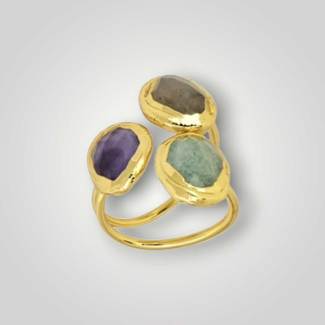 Emilia Ring - Amethyst, Amazonite & Labradorite