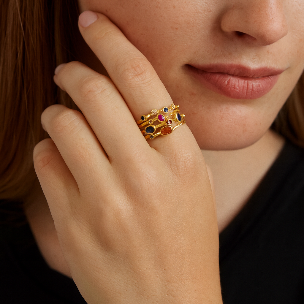 Prism Gemstone Ring – 18ct Gold Plated