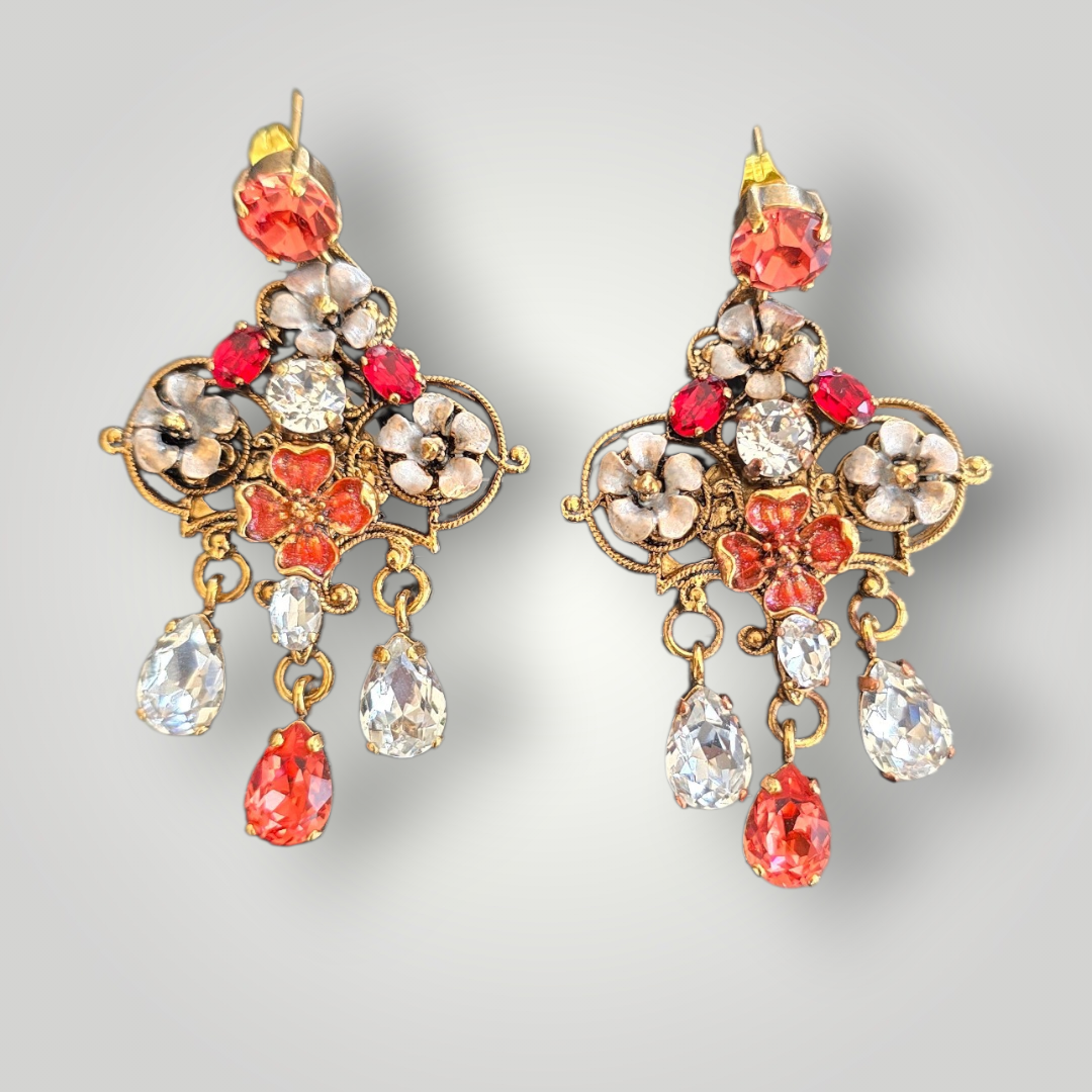 Floral Swarovski Chandelier Earrings – Sacred Heart Collection