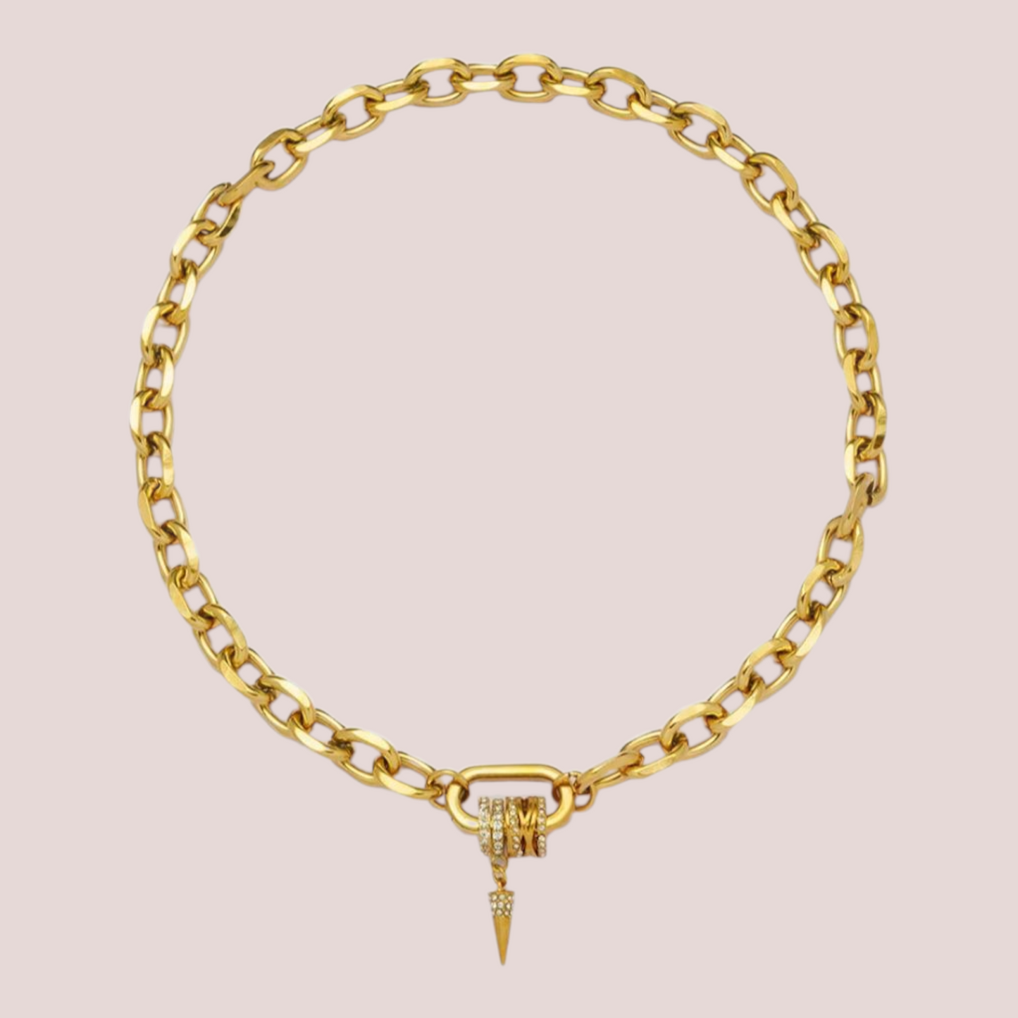 Luna Gold Zircon Charm Necklace - 18ct Gold Plated Stainless Steel