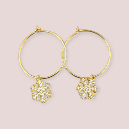 Frosted Sparkle Hoop Earrings 18ct plated on Sterling Silver