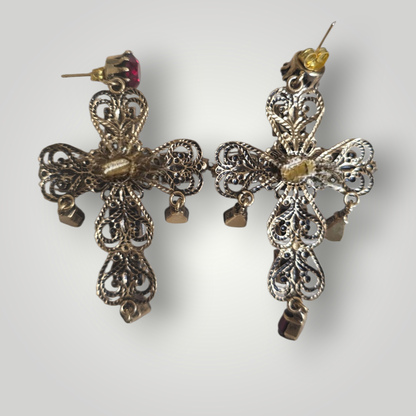 Sacred Cross Earrings – Blue Swarovski