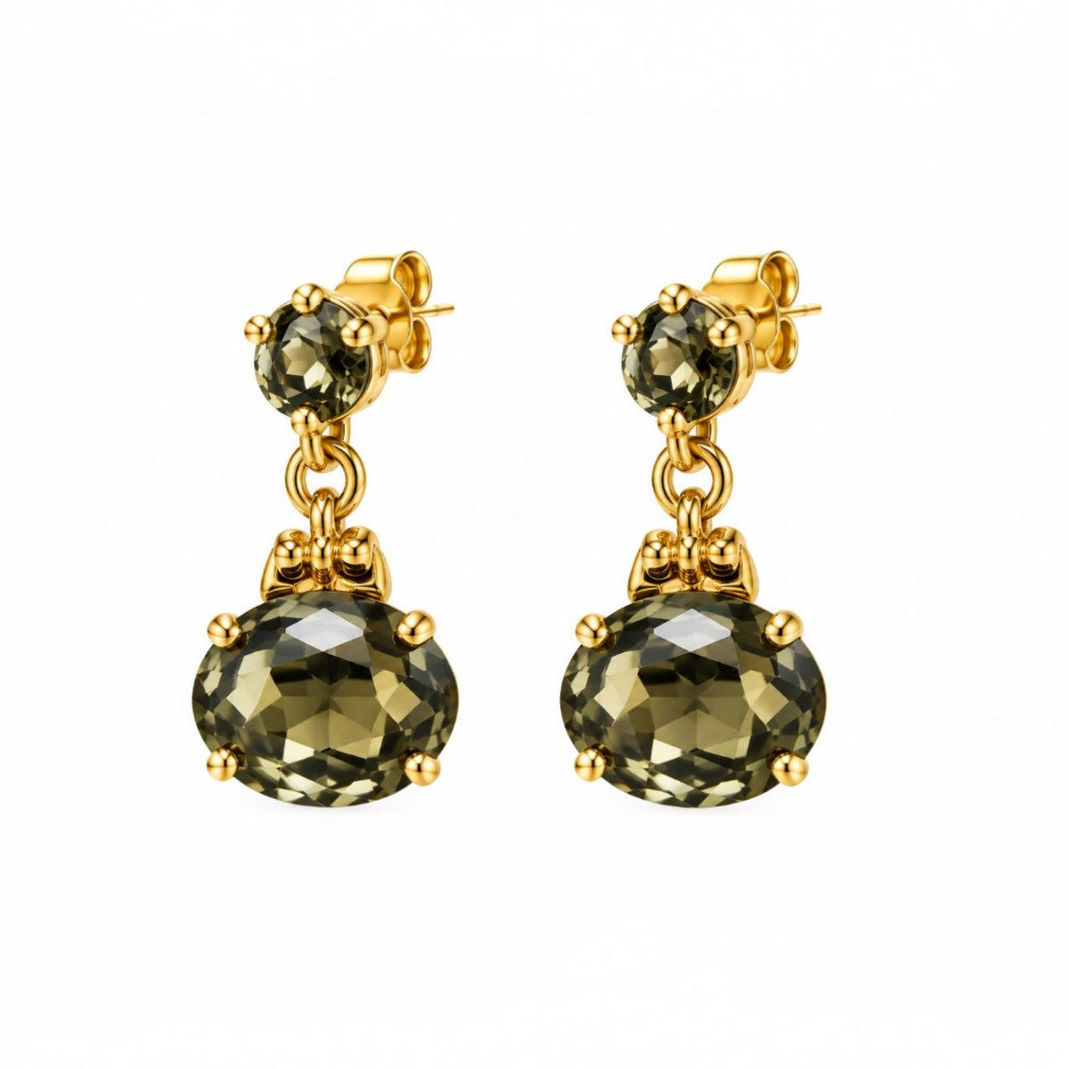Olive Crystal Drop Earrings