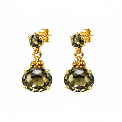 Olive Crystal Drop Earrings