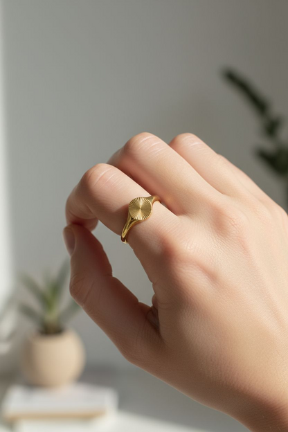 Luxe Pinky Signet Ring -  Stainless Steel, PVD Coated