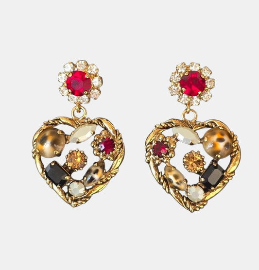 Swarovski Crystal Heart Statement Earrings