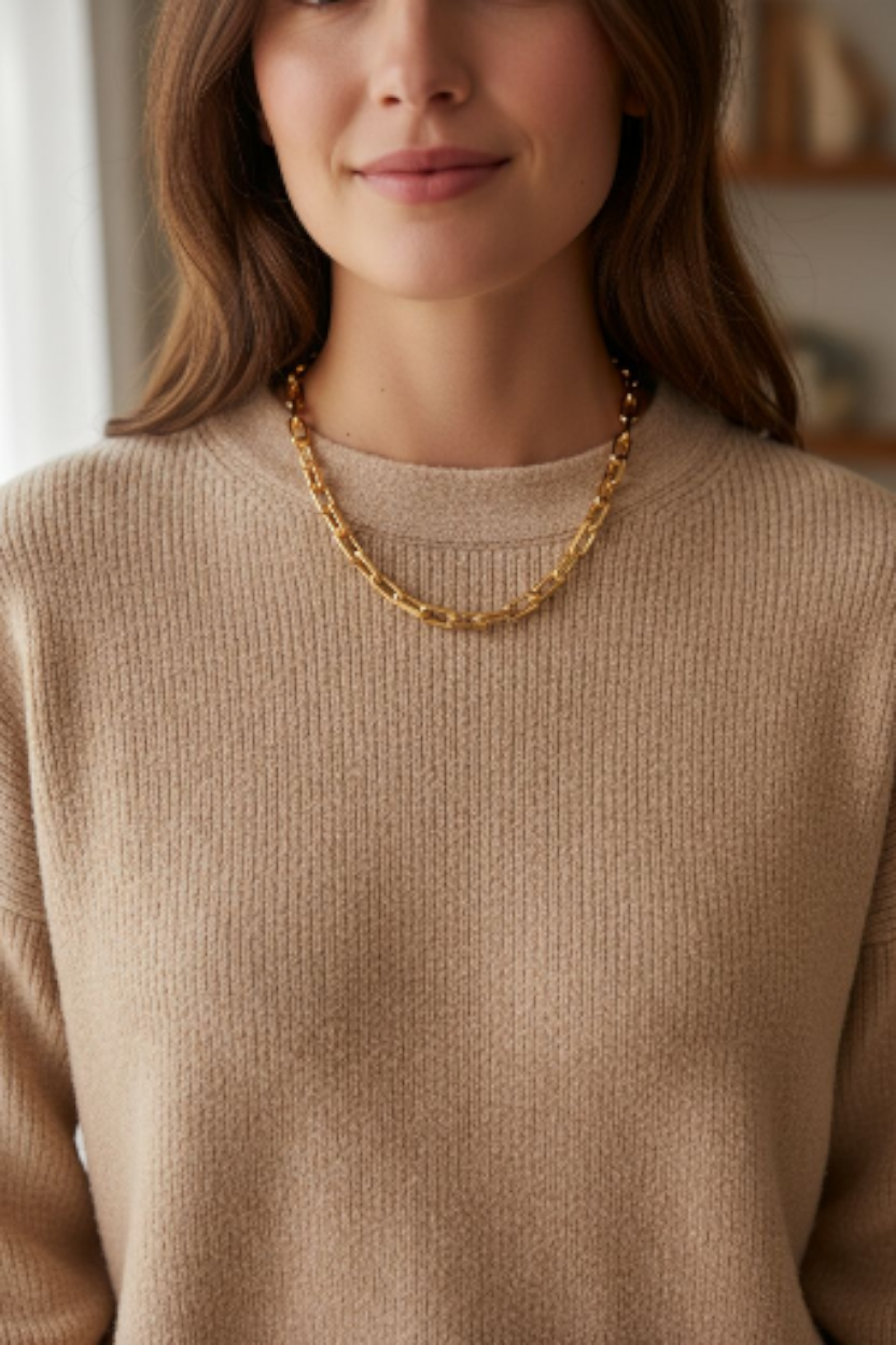 Milano Statement Link Necklace - 18ct Gold Plated Stainless Steel