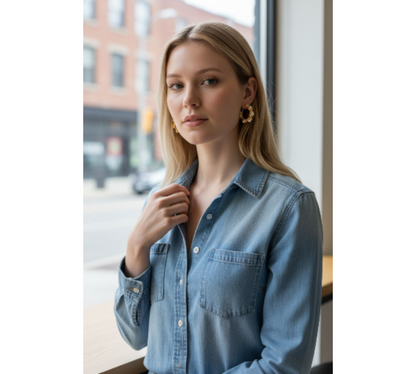 Ophelia Gold Pearl Hoops - 18ct Gold Plated Freshwater Pearls