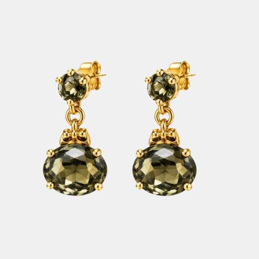 Olive Crystal Drop Earrings