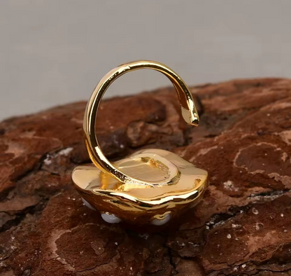 Gaia Bloom Ring - 24ct Gold Plated - Pearl