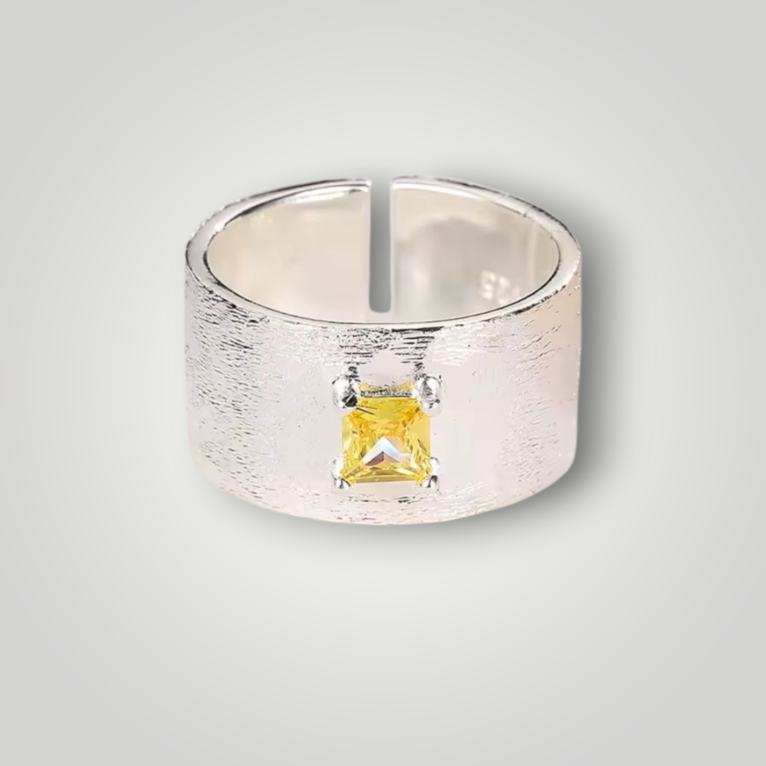 Frosted Citrine 925 Sterling Silver Adjustable Ring