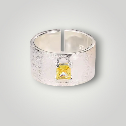 Frosted Citrine 925 Sterling Silver Adjustable Ring