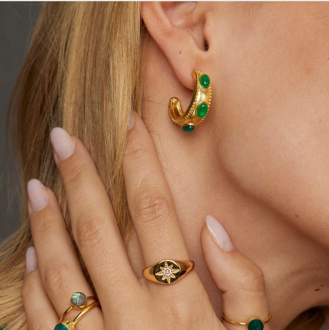 Diane Green Agate Hoop Earrings