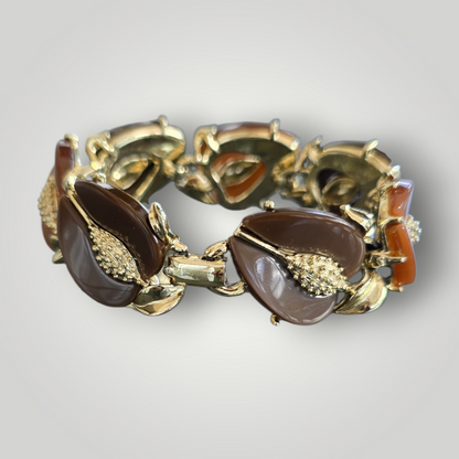 Vintage Lisner Caramel & Gold Cabochon Bracelet