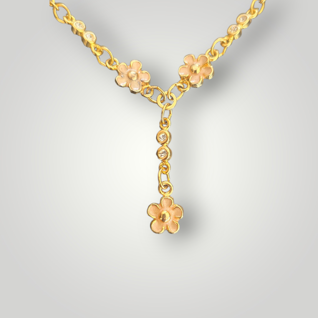 Vintage Floral Drop Necklace Gold plated