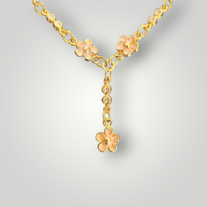 Vintage Floral Drop Necklace Gold plated