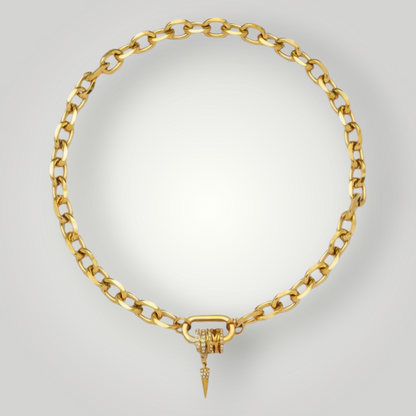 Luna Gold Zircon Charm Necklace - 18ct Gold Plated Stainless Steel