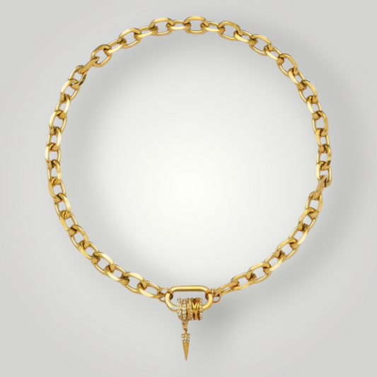 Luna Gold Zircon Charm Necklace - 18ct Gold Plated Stainless Steel