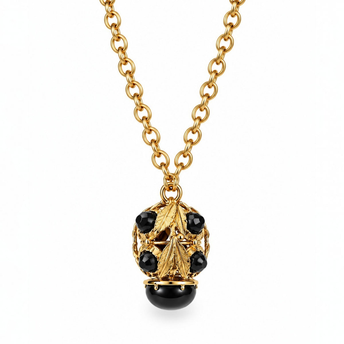 Noir Vintage Glass Sculptural Pendant Necklace