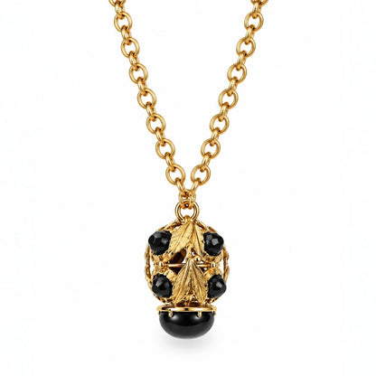 Noir Vintage Glass Sculptural Pendant Necklace