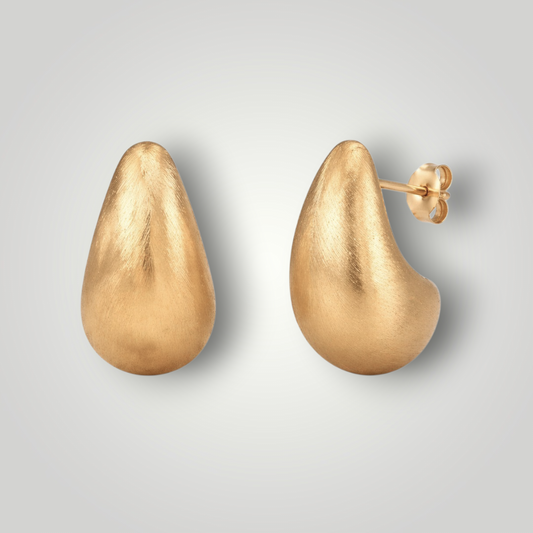 Matte Gold Teardrop Earrings Stainless Steel