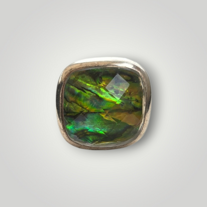 Vintage Mexican 925 Sterling Silver Abalone Statement Ring