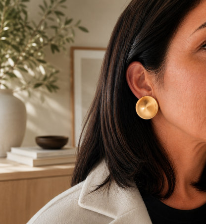 Vintage Monet Gold Disc Clip-On Earrings