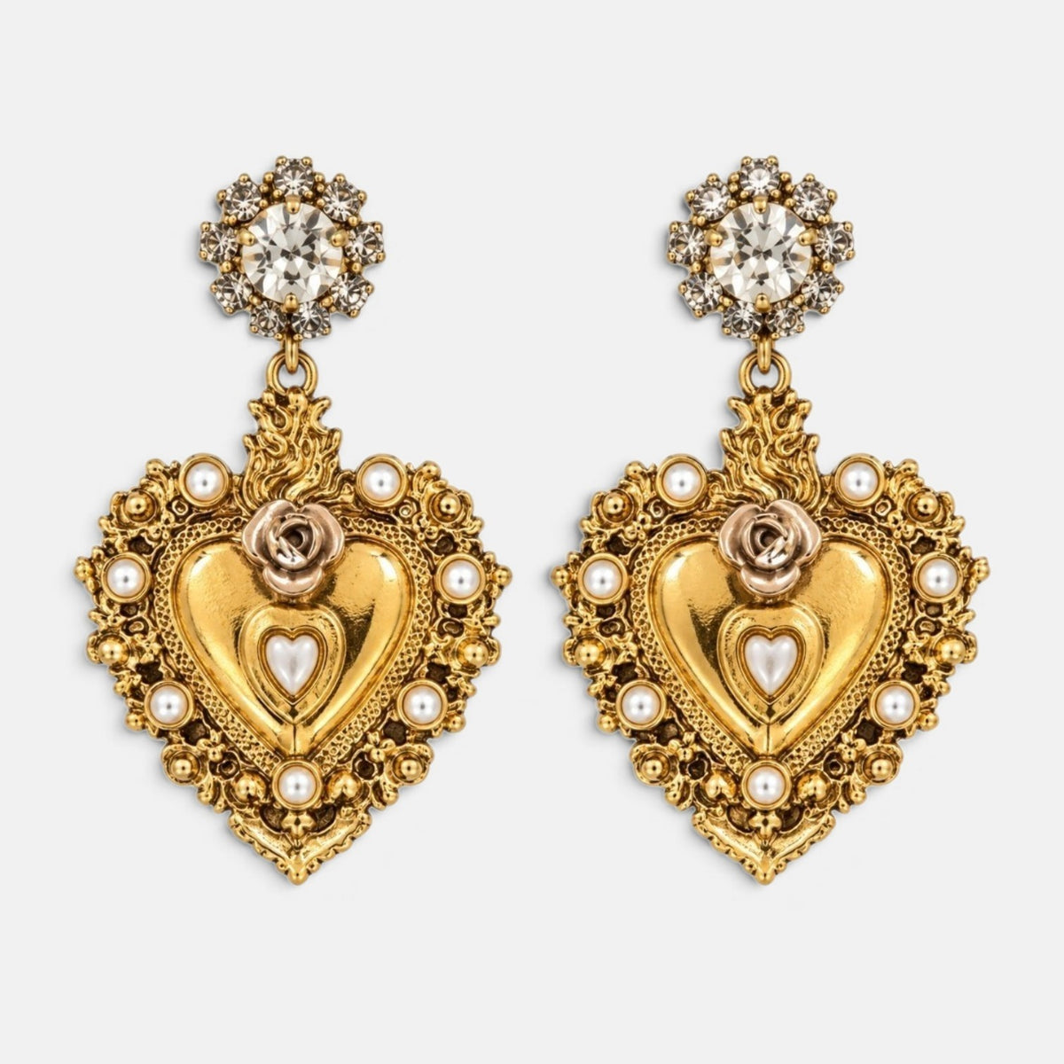 Sacred Heart Pearl Earrings