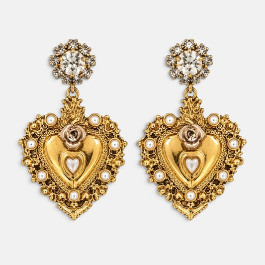 Sacred Heart Pearl Earrings