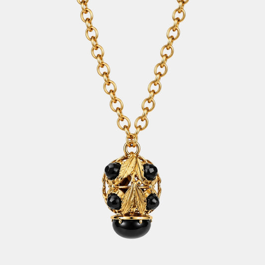 Noir Vintage Glass Sculptural Pendant Necklace