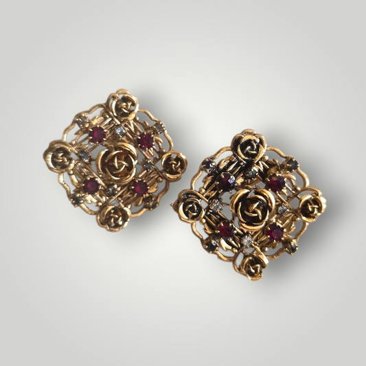 Sacred Rose Stud Earrings – Red Swarovski