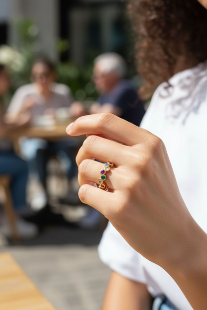 Viva Multicolour Ring – 18k Gold Plated Stainless Steel, Waterproof