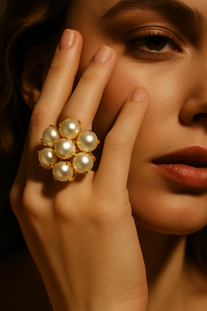 Luna Bloom Ring – 18k Gold Plated Mother of Pearl