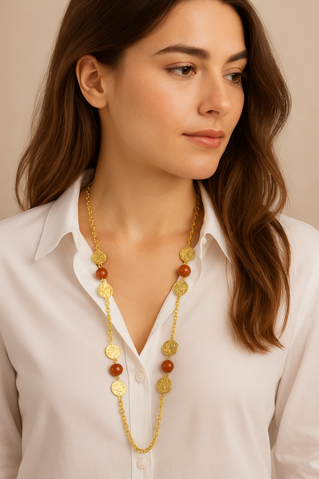 Coin and Carnelian necklace