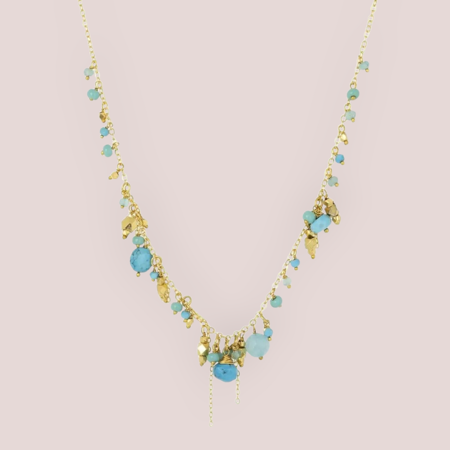 Clarissa Necklace Turquoise - 22ct Gold Plated Brass