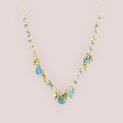 Clarissa Necklace Turquoise - 22ct Gold Plated Brass