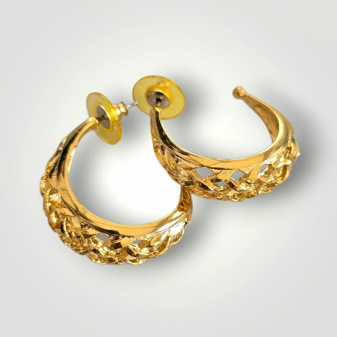 Vintage Chantilly Filigree Hoops