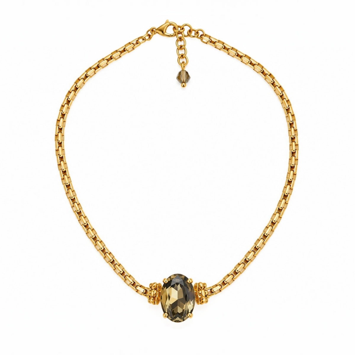 Olive Green Crystal Statement Necklace