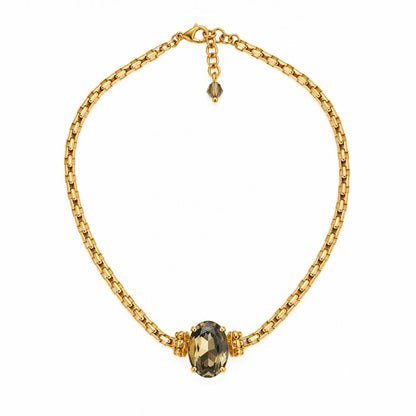 Olive Green Crystal Statement Necklace