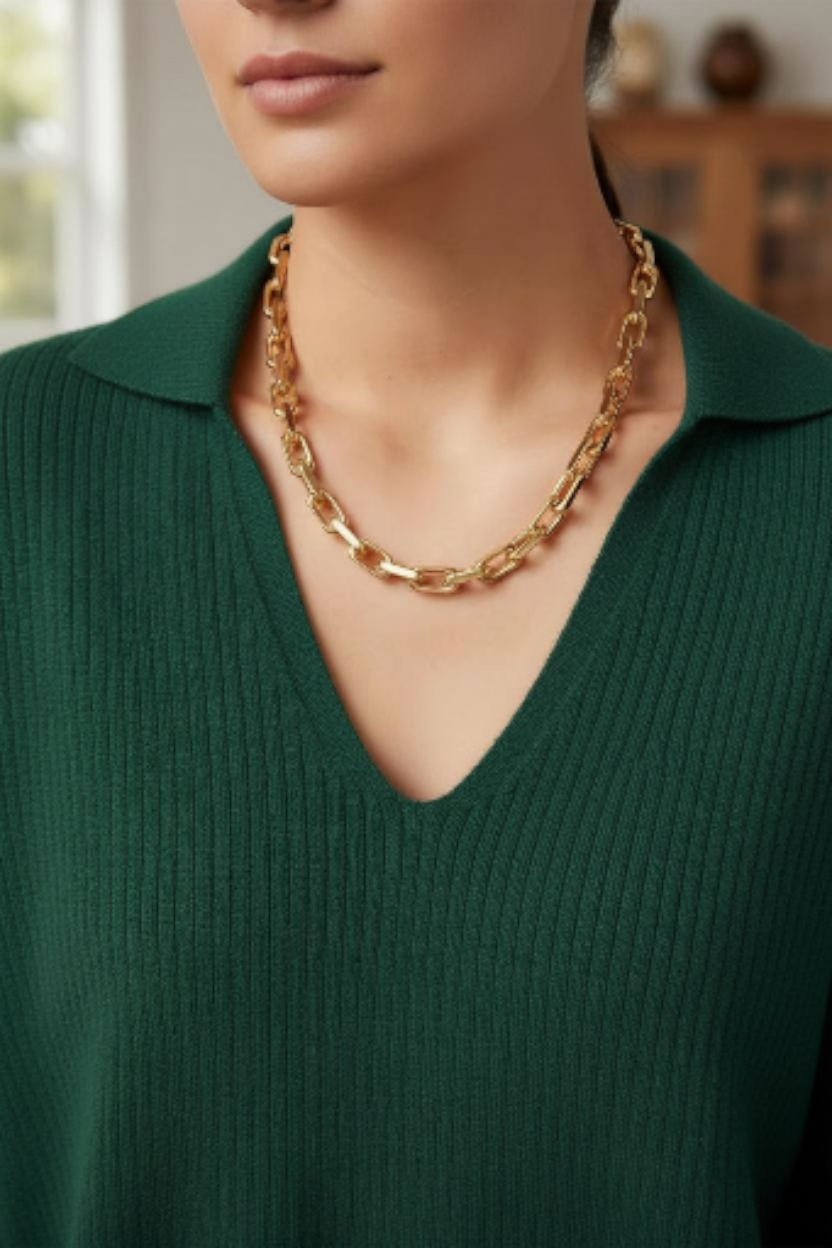 Milano Statement Link Necklace - 18ct Gold Plated Stainless Steel