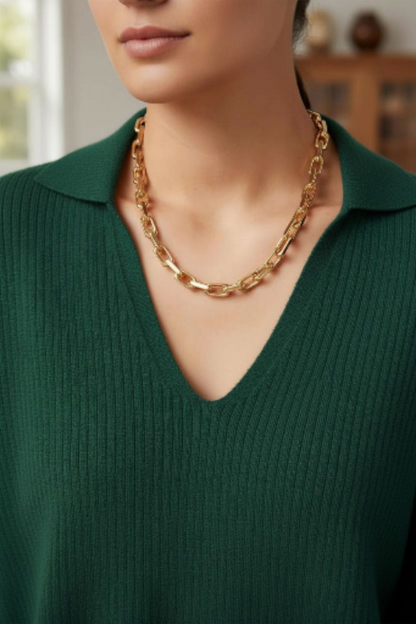 Milano Statement Link Necklace - 18ct Gold Plated Stainless Steel