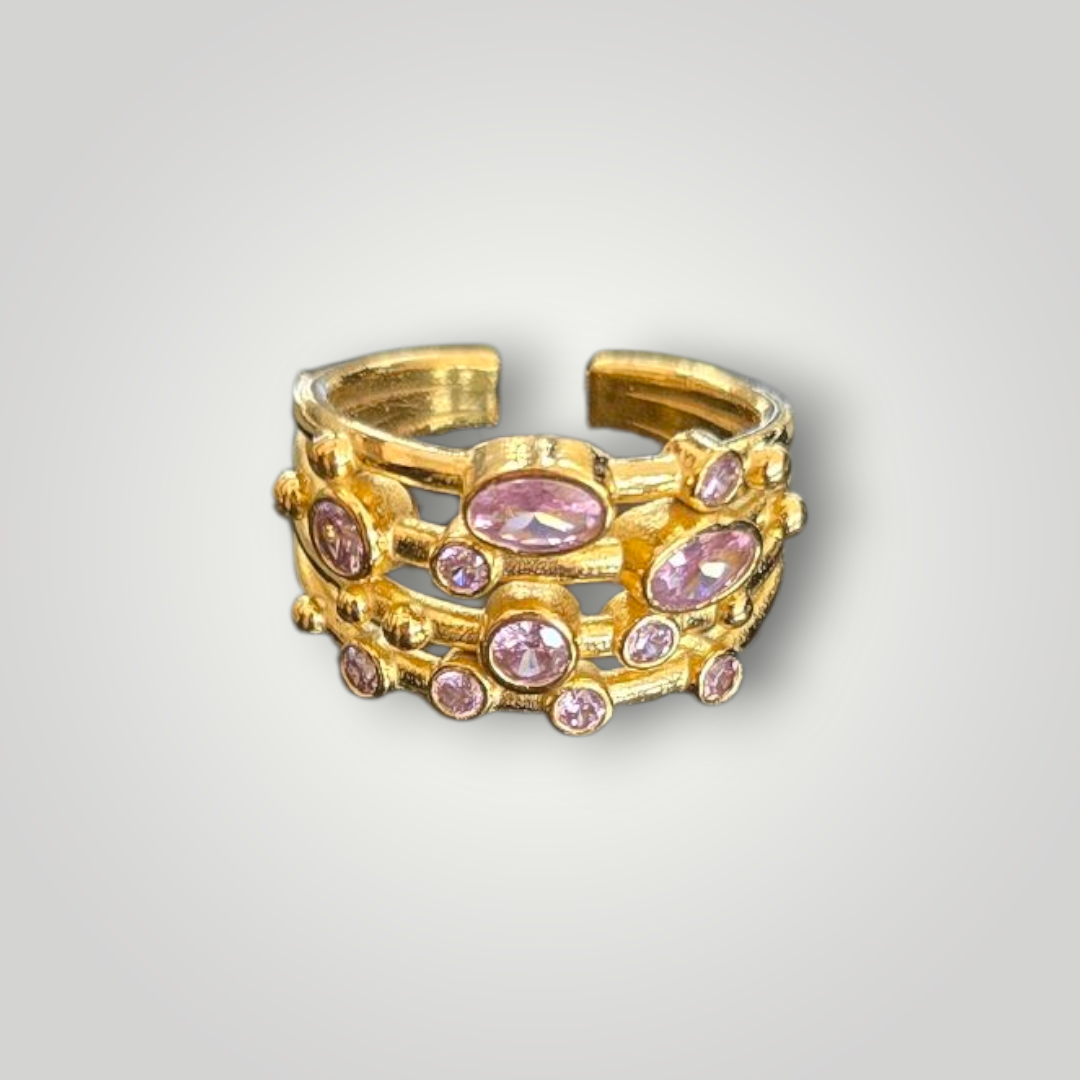 Elena Pink Zirconia 18ct Gold Plated Ring