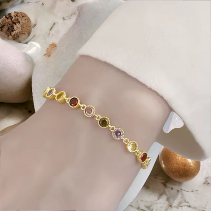 Celestia Tennis Gem Bracelet - Gold Plated on Sterling Silver