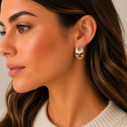 Vintage Botanical Resin Clip-On Earrings – Dried Flower Design Gold Tone