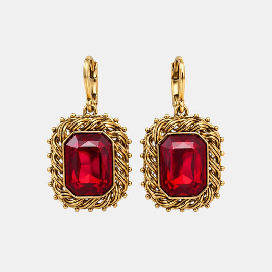Ruby Red Crystal Statement Earrings