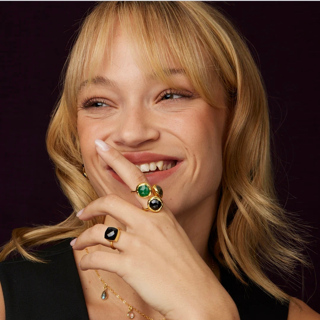 Emilia Ring - Labradorite, Black & Green Onyx