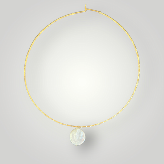Gold Stainless Steel Mother of Pearl Necklace