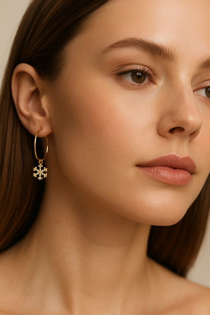 Frosted Sparkle Hoop Earrings 18ct plated on Sterling Silver